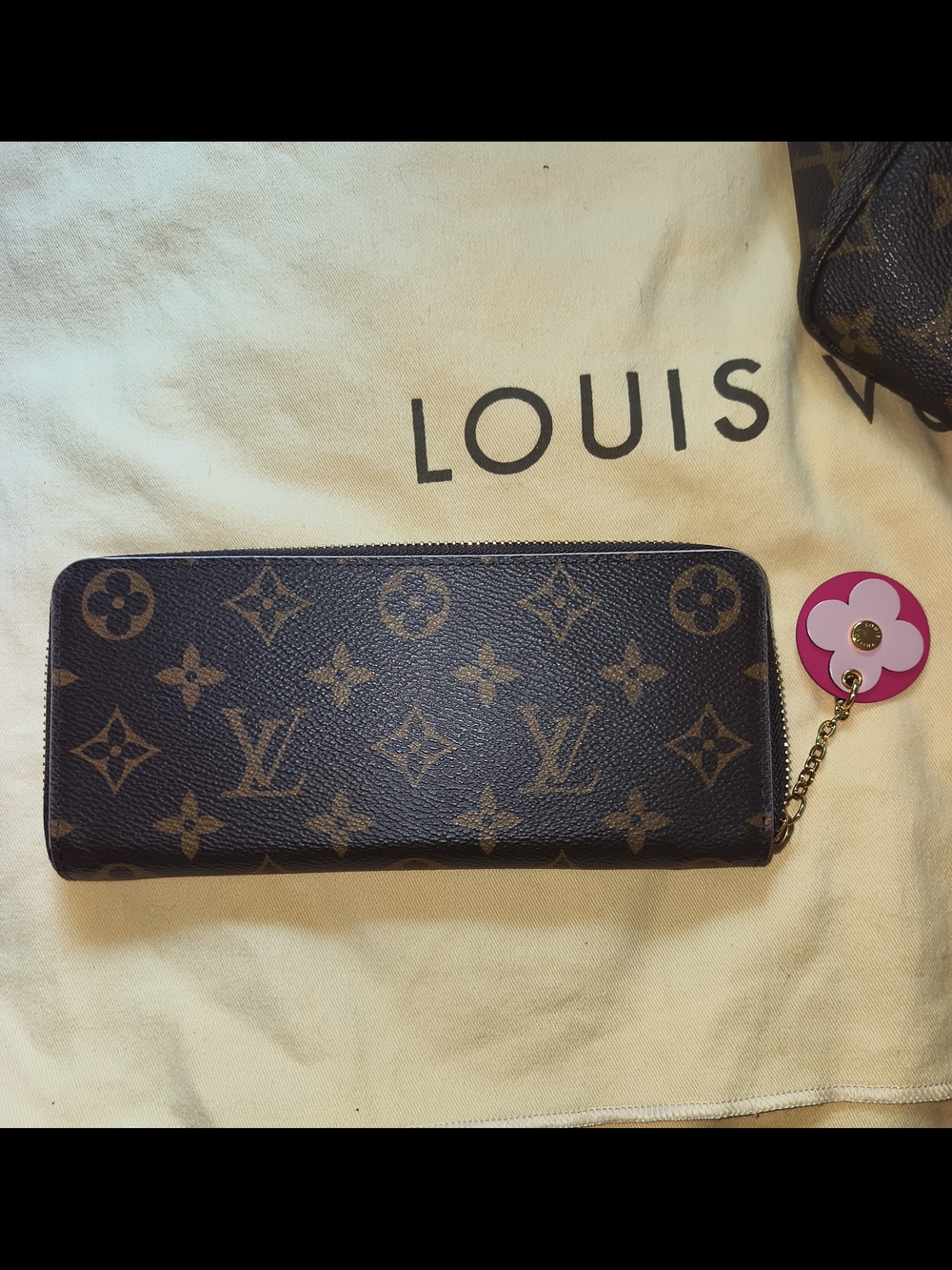 Louis Vuitton Portefeuille Clemence Long Wallet Brown Monogram Patent leather